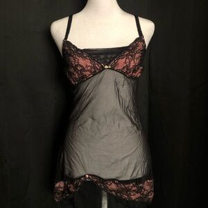 Black and Pink Lace Sheer Chemise